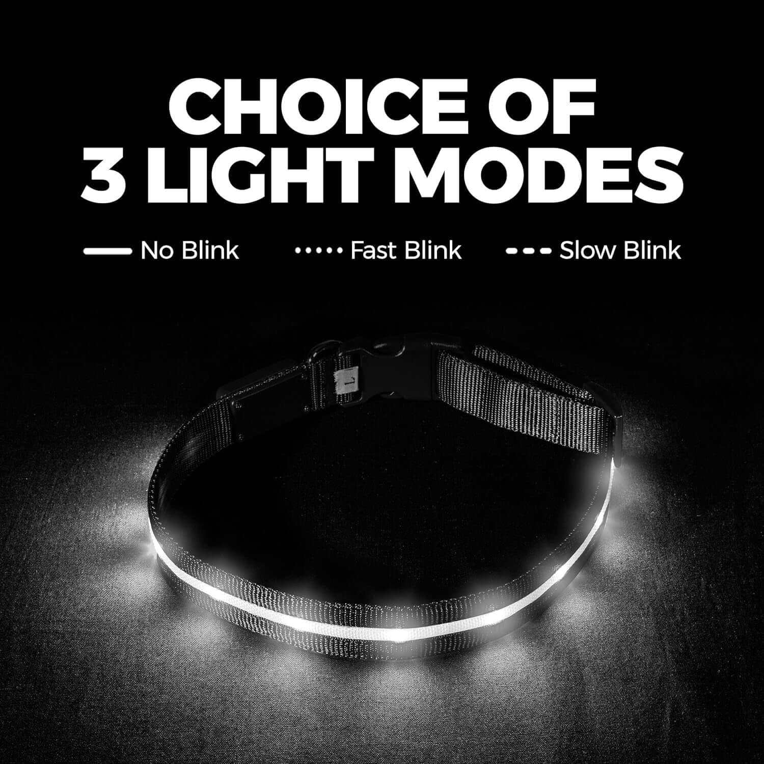 Safety LED Dog Collar - USB Rechargeable Waterproof Light for Night Walks
